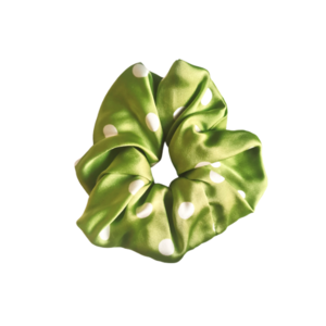 Scrunchie με λευκό πουά - ύφασμα, λαστιχάκια μαλλιών - 2