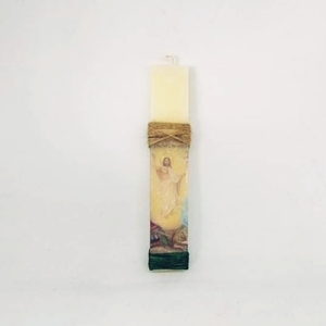 Αρωματικές Λαμπάδες 20cm Με Την Ανάσταση Του Κυρίου εκρού χρώμα - λαμπάδες, για ενήλικες - 4
