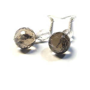Mακριά σκουλαρίκια με smoky quartz & ασήμι 925 - ημιπολύτιμες πέτρες, ασήμι 925, κρεμαστά, μεγάλα, γάντζος - 2