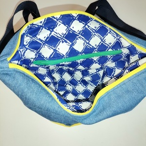 Backpack jean, με εξωτερική τσέπη που κοσμεί ο Einstein, με ρυθμιζόμενους ιμάντες, 45x35 εκ. - ύφασμα, πλάτης, all day, πάνινες τσάντες - 3