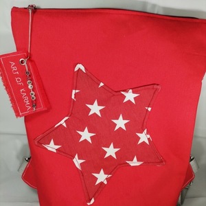 Backpack υφασμάτινο σε κόκκινο χρώμα, με ιμάντες - 45x35 εκ. - ύφασμα, πλάτης, all day, πάνινες τσάντες
