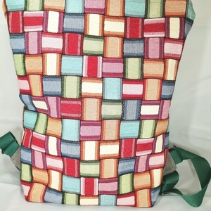 Backpack υφασμάτινο πολύχρωμο, με ιμάντες - 45x35 εκ. - πλάτης, all day, ύφασμα, πάνινες τσάντες