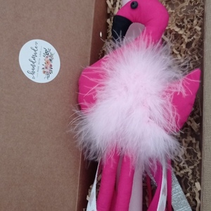Λαμπάδα χειροποίητο πάνινο Φλαμίγκο 30εκ. - κορίτσι, λαμπάδες, flamingos, για παιδιά, δώρο πάσχα - 4