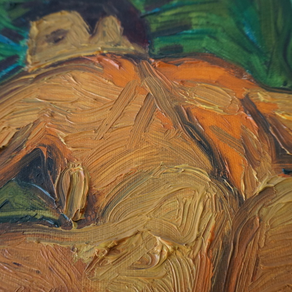 Γυμνό Ν02 (πράσινο/πορτοκαλί) - λάδι σε Καμβά 40*40 εκατοστά - πίνακες & κάδρα, καμβάς, πίνακες ζωγραφικής - 3