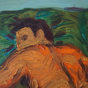 Γυμνό Ν02 (πράσινο/πορτοκαλί) - λάδι σε Καμβά 40*40 εκατοστά - πίνακες & κάδρα, καμβάς, πίνακες ζωγραφικής - 4