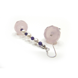 Μακριά σσκουλαρίκια με ροζ quartz, αμέθυστους, μαργαριτάρια & ασήμι 925 - ημιπολύτιμες πέτρες, μαργαριτάρι, ασήμι 925, κρεμαστά, μεγάλα - 2