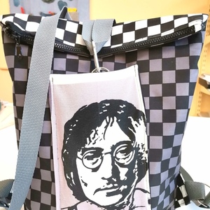 Backpack υφασμάτινο, με τον John Lennon με ιμάντες, 45x35 εκ. - ύφασμα, πλάτης, all day, πάνινες τσάντες - 3