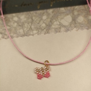 Χειροποίητο κολιέ με σχέδιο πεταλούδα ροζ με χάντρες Miyuki - charms, χάντρες, miyuki delica - 2