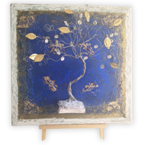 Διακοσμητικό μεταλλικό δέντρο σε ζωγραφιστό καμβά (40cm x 40cm) - πίνακες & κάδρα, διακοσμητικά, μέταλλο