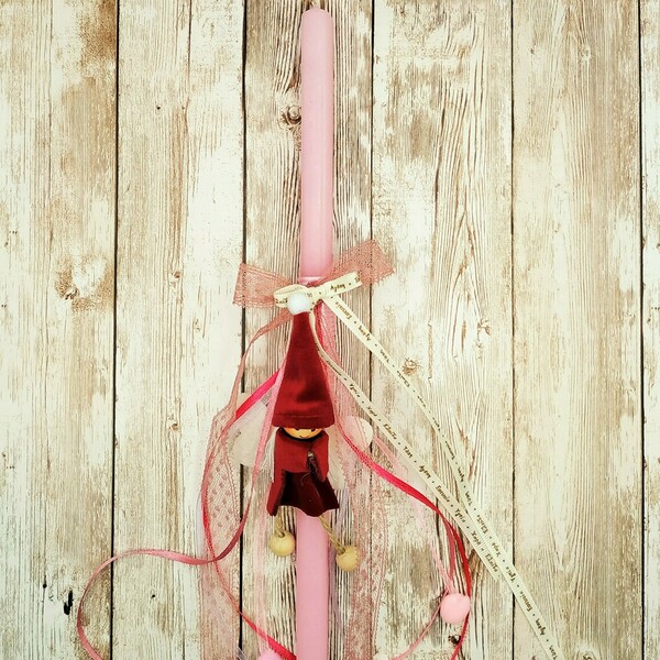 Χειροποίητη ροζ τετράγωνη λαμπάδα "Νεραϊδούλα" - μήκος 32εκ. - κορίτσι, λαμπάδες, για παιδιά, για εφήβους, νεράιδες - 2
