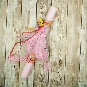 Χειροποίητη ροζ στρογγυλή λαμπάδα "Μπαλαρίνα" - μήκος 30εκ. - κορίτσι, λαμπάδες, μπαλαρίνες, για παιδιά, για εφήβους