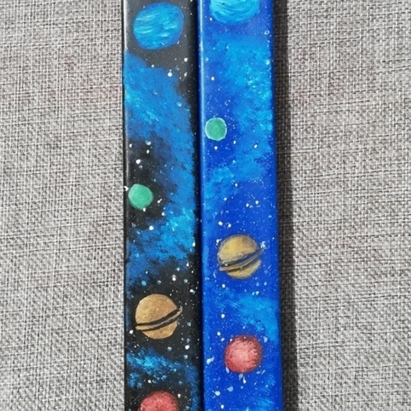 Λαμπάδα πλακέ ζωγραφισμένη στο χέρι διάστημα πλανήτες 36εκ - αγόρι, λαμπάδες, για παιδιά, για ενήλικες, για εφήβους - 4