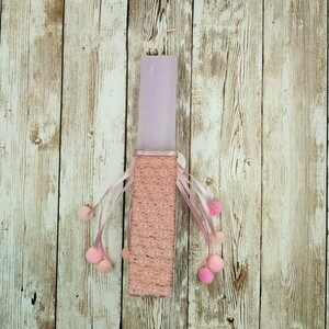 Χειροποίητη ροζ αρωματική πλακέ λαμπάδα "Καρδιά" - μήκος 20εκ. - κορίτσι, λαμπάδες, για παιδιά, για ενήλικες, για εφήβους - 3