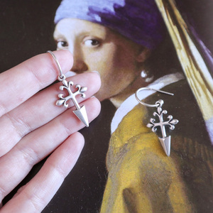 «Amen Silver» Boho ασημί κρεμαστά σκουλαρίκια σταυρός! - επάργυρα, σταυρός, boho, κρεμαστά, zamak, φθηνά - 5