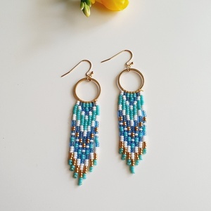 Μακριά σκουλαρίκια Mediterranean bohemian - γυαλί, boho, κρεμαστά, μεγάλα, γάντζος - 3