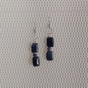"Κλειτώ" - Κρεμαστά σκουλαρίκια με λάπις λάζουλι - ημιπολύτιμες πέτρες, κρεμαστά, γάντζος - 4