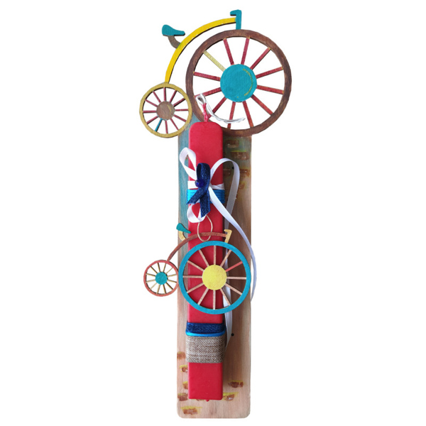 Πασχαλινή Λαμπάδα Ποδήλατο με Ξύλινη Πλάτη Κόκκινη 30εκ. - αγόρι, λαμπάδες, αυτοκινητάκια, για παιδιά, για εφήβους