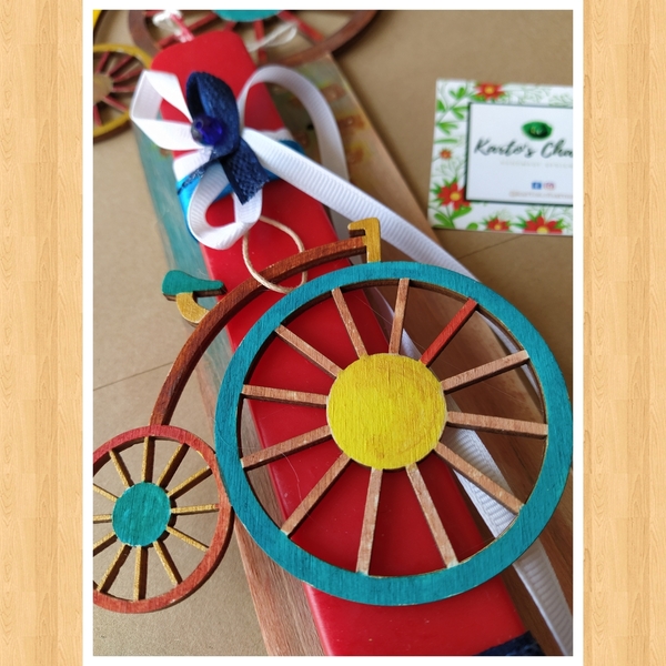 Πασχαλινή Λαμπάδα Ποδήλατο με Ξύλινη Πλάτη Κόκκινη 30εκ. - αγόρι, λαμπάδες, αυτοκινητάκια, για παιδιά, για εφήβους - 3