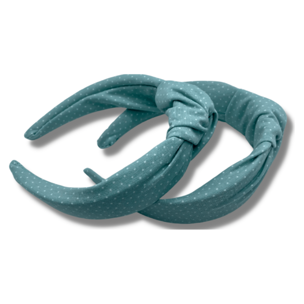 Mint dots knot hairband - ύφασμα, πουά, στέκες