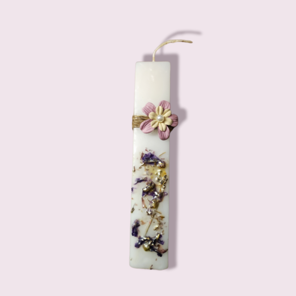 Αρωματική λαμπάδα .ε αποξηραμένα λουλούδια - κορίτσι, λαμπάδες, για ενήλικες