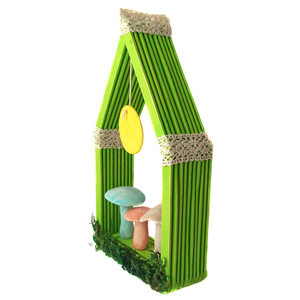Διακοσμητικό πράσινο ξύλινο σπιτάκι μανιτάρια 21×4×11 - δώρο, χειροποίητα, ξύλινα διακοσμητικά τοίχου, διακοσμητικό παιδικού δωματίου - 5