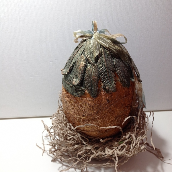 Πασχαλινό διακοσμητικό αυγό που στέκεται μόνο του - φελιζολ - ύψος 18εκ - φτερό, διακοσμητικά, για ενήλικες - 2