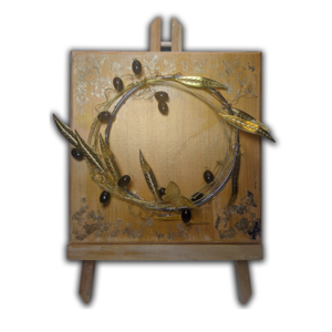 Χρυσό Στεφανάκι σε καμβά (20cmx20cm) - πίνακες & κάδρα, δώρο, μέταλλο, διακοσμητικά
