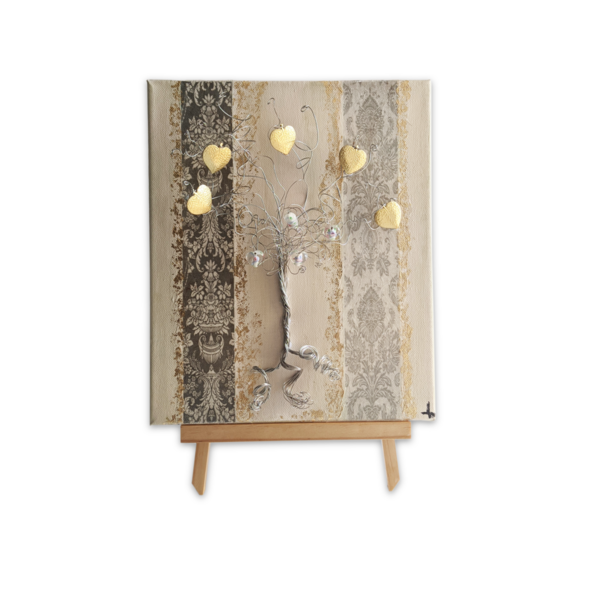 Δεντράκι σε καμβά «Οι γλυκές καρδούλες» (25cm x 30cm) - πίνακες & κάδρα, μέταλλο, διακοσμητικά