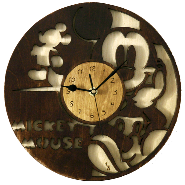 Ξύλινο παιδικό ρολόι με σχέδιο ποντικάκι 28cm - ξύλο, τοίχου, ρολόγια
