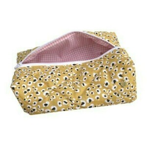 Νεσεσέρ / Pouch Bag "Yellow Leopar'' XL (23x14x10) - ύφασμα, δώρα για γυναίκες, καλλυντικών, ταξιδίου