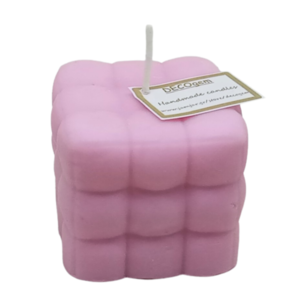Χειροποίητο κερί σόγιας κύβος pillow ροζ με άρωμα τσουρέκι (160 gr ) - δώρο, αρωματικά κεριά, soy candle, soy wax, soy candles