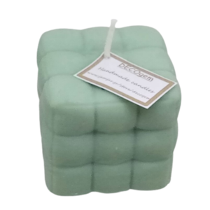 Χειροποίητο κερί σόγιας κύβος pillow πράσινο με άρωμα παπαρούνα (160 gr ) - δώρο, αρωματικά κεριά, soy candle, soy wax, soy candles