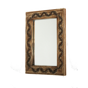 Σκαλιστός καθρέφτης από ξύλο "φύλλα" 18,5x13,5cm - ξύλινα διακοσμητικά τοίχου - 2