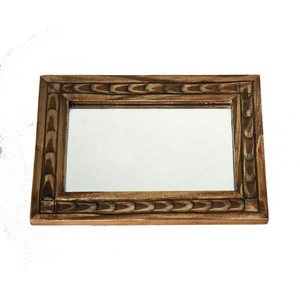 Χειροποίητος ξύλινος καθρέφτης με σκάλισμα 18,5x13,5cm - ξύλινο - 2