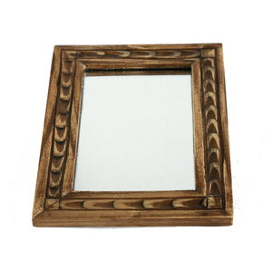 Χειροποίητος ξύλινος καθρέφτης με σκάλισμα 18,5x13,5cm - ξύλινο - 3