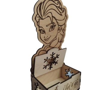 Ξύλινο κουτί με την Έλσα - δώρο, δώρα για βάπτιση, δώρα γενεθλίων - 3