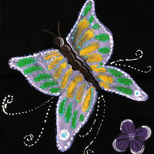 Ζωγραφισμένη στο χέρι πάνινη τσάντα πεταλούδα tote bag - ύφασμα, ώμου, μεγάλες, all day, tote - 2