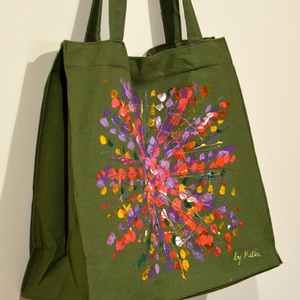 Ζωγραφισμένη στο χέρι πάνινη τσάντα πινελιές splash tote bag - ύφασμα, ώμου, μεγάλες, all day, tote - 2