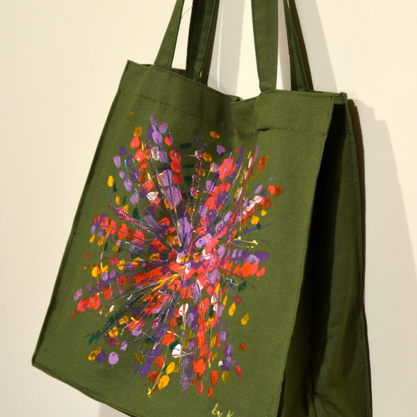 Ζωγραφισμένη στο χέρι πάνινη τσάντα πινελιές splash tote bag - ύφασμα, ώμου, μεγάλες, all day, tote - 3
