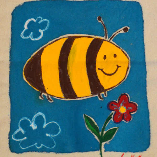 Ζωγραφισμένη στο χέρι πάνινη τσάντα μέλισσα tote bag - ύφασμα, ώμου, μεγάλες, all day, tote - 2