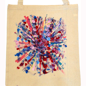 Ζωγραφισμένη στο χέρι πάνινη τσάντα πινελιές colorful splash tote bag - ύφασμα, ώμου, μεγάλες, all day, tote - 2
