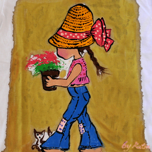 Ζωγραφισμένη στο χέρι παιδική μπλούζα Sarah Kay 3, 4 ετών t shirt κορίτσι - κορίτσι, παιδικά ρούχα - 2