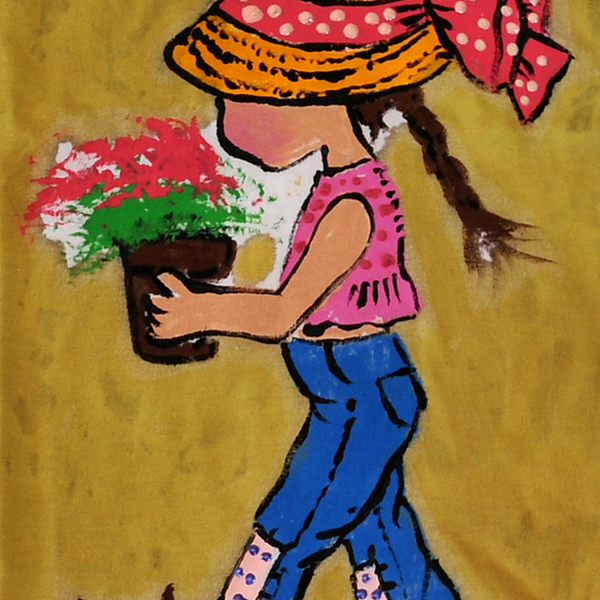Ζωγραφισμένη στο χέρι παιδική μπλούζα Sarah Kay 3, 4 ετών t shirt κορίτσι - κορίτσι, παιδικά ρούχα - 3