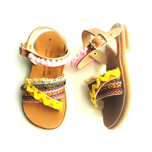 Δερμάτινα σανδάλια για κορίτσια σε boho στυλ / Χειροποίητα σανδάλια πολύχρωμα - σανδάλι, πέδιλα, σανδάλια, boho