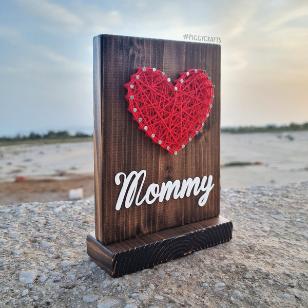 Ξύλινο δώρο για την γιορτή της μητέρας! 18x12cm - πίνακες & κάδρα, καρδιά, μαμά - 2
