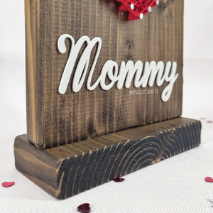 Ξύλινο δώρο για την γιορτή της μητέρας! 18x12cm - πίνακες & κάδρα, καρδιά, μαμά - 4