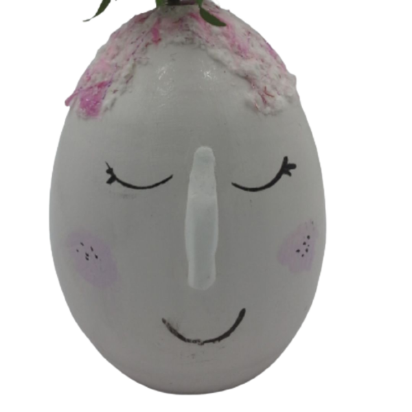 Λευκό κεραμικό αυγό/βάζο για τεχνητά άνθη 19cm, - βάζα & μπολ, ρητίνη, ακρυλικό, αυγό