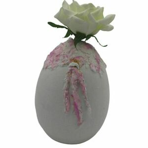 Λευκό κεραμικό αυγό/βάζο για τεχνητά άνθη 19cm, - βάζα & μπολ, ρητίνη, ακρυλικό, αυγό - 3