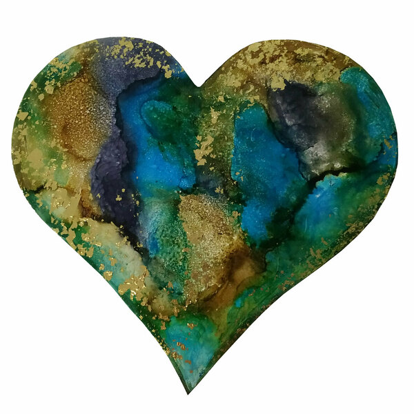 Διακοσμητική καρδιά από ξύλο ζωγραφισμένη στο χέρι 40Χ36 εκ. - καρδιά, διακοσμητικά