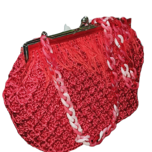 Πλεκτή Vintage Red Diamond - νήμα, clutch, ώμου, πλεκτές τσάντες